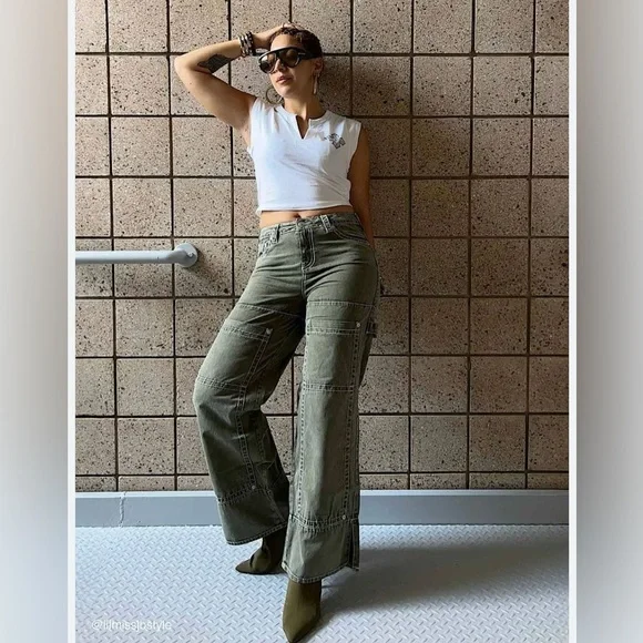 True Religion Bobbi Big T Baggy Carpenter Pant Kalamata 27 - Picture 3 of 8